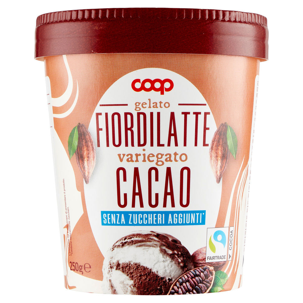 GELATO FIORDILATTE VARIEGATO CACAO S/ZUCCHERI AGGIUNTI COOP BARATTOLO G 250 - 6