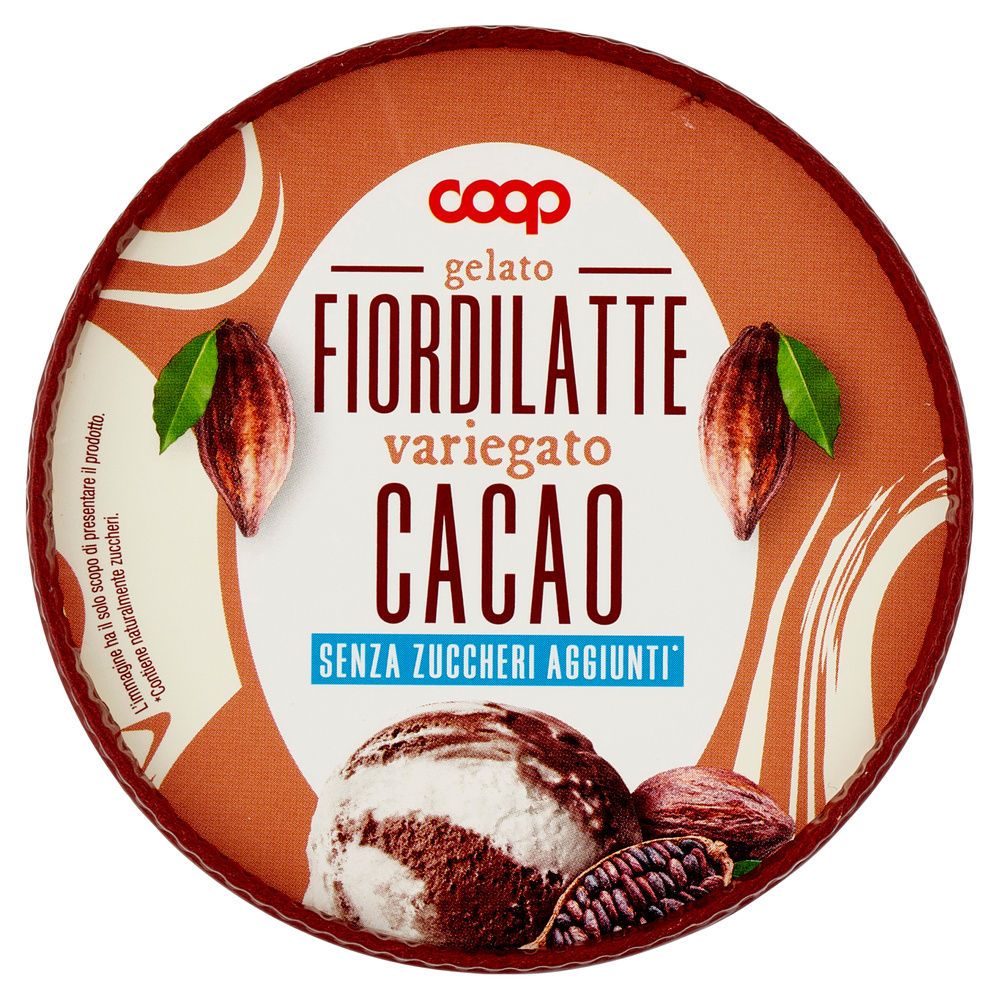 GELATO FIORDILATTE VARIEGATO CACAO S/ZUCCHERI AGGIUNTI COOP BARATTOLO G 250 - 5