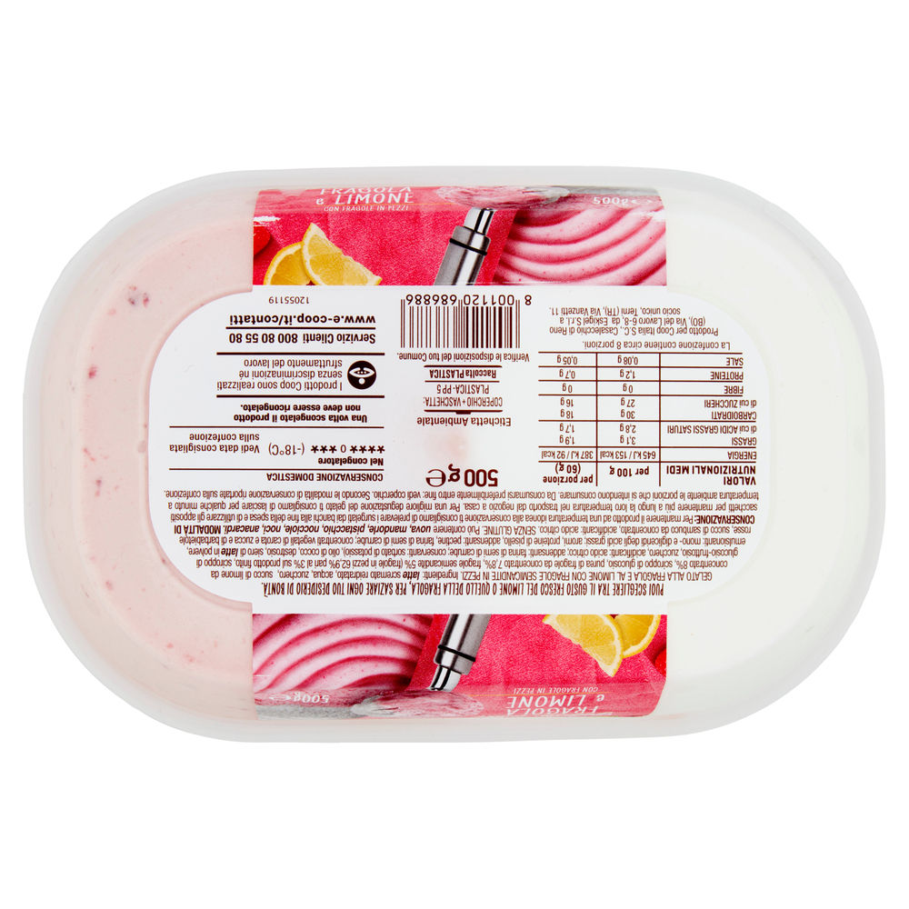 GELATO ALLA FRAGOLA E LIMONE COOP VASCHETTA G 500 - 1