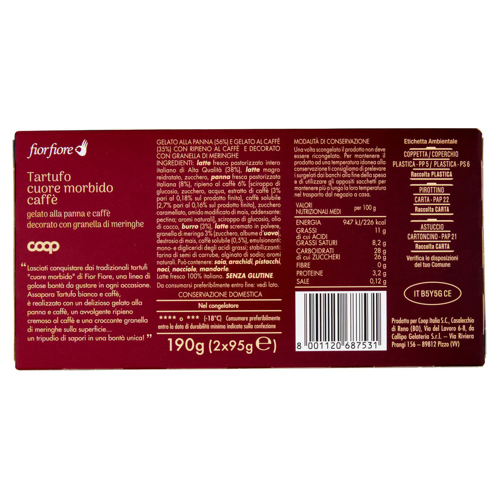TARTUFO CUORE MORBIDO CAFFE' FIOR FIORE COOP 2X95G G 190 - 1