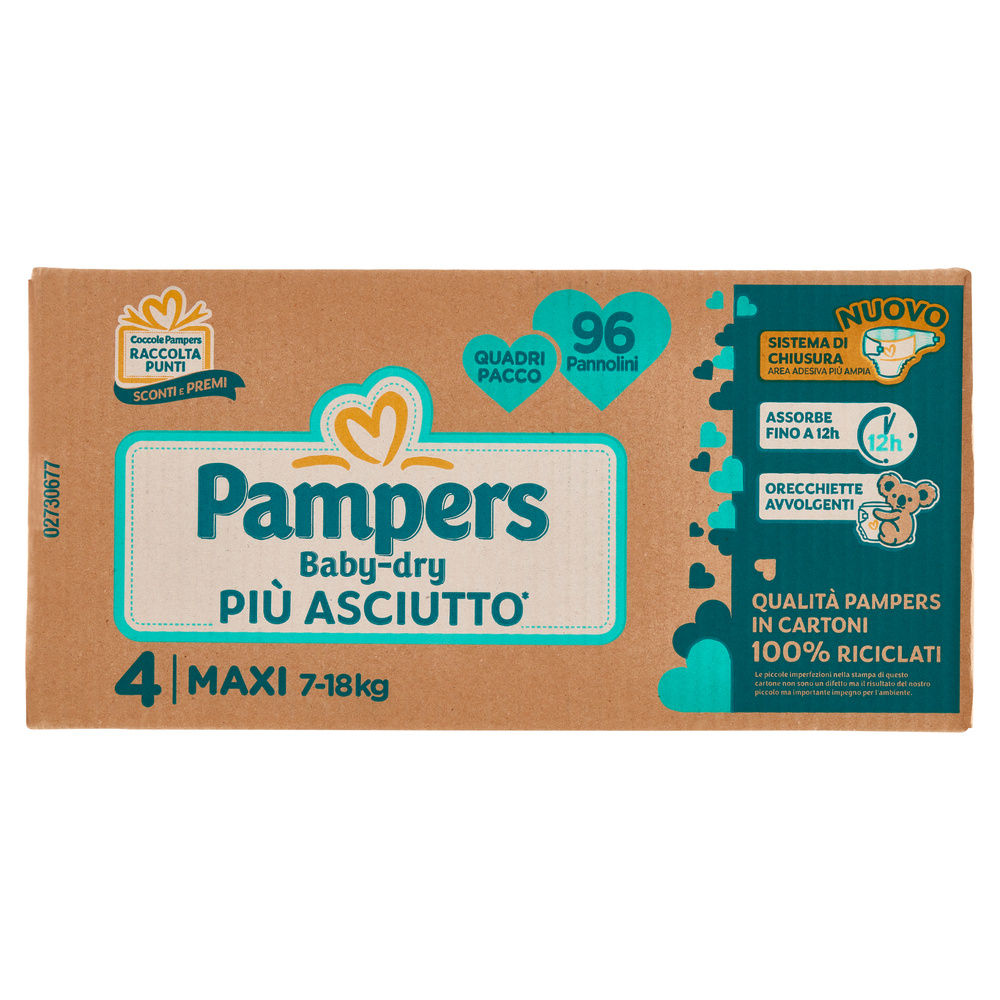 PANNOLINI PAMPERS BABY DRY MAXI QUADRIPACK PZ.96 - 0
