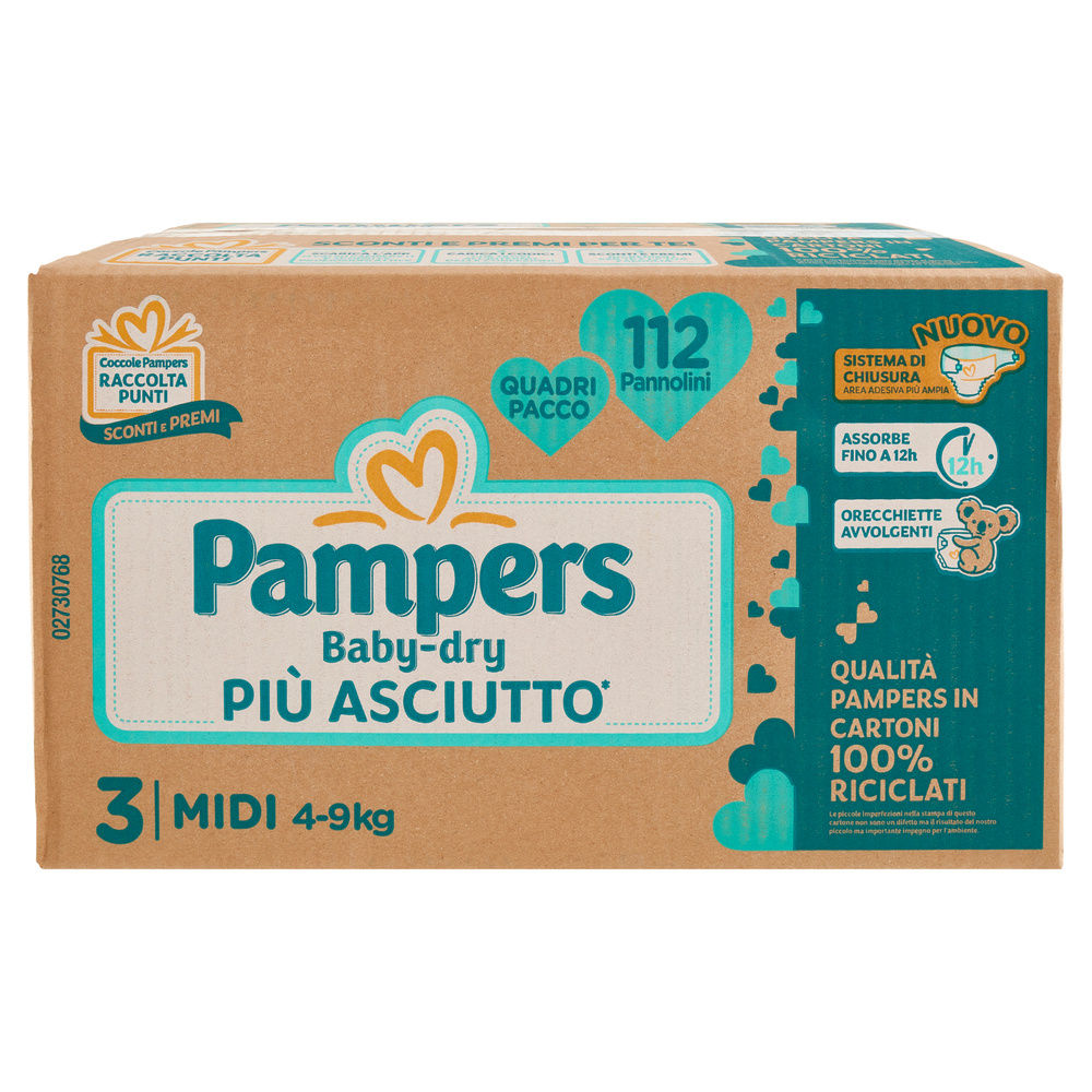 PANNOLINI PAMPERS BABY DRY MIDI QUADRIPACK PZ.112 - 6