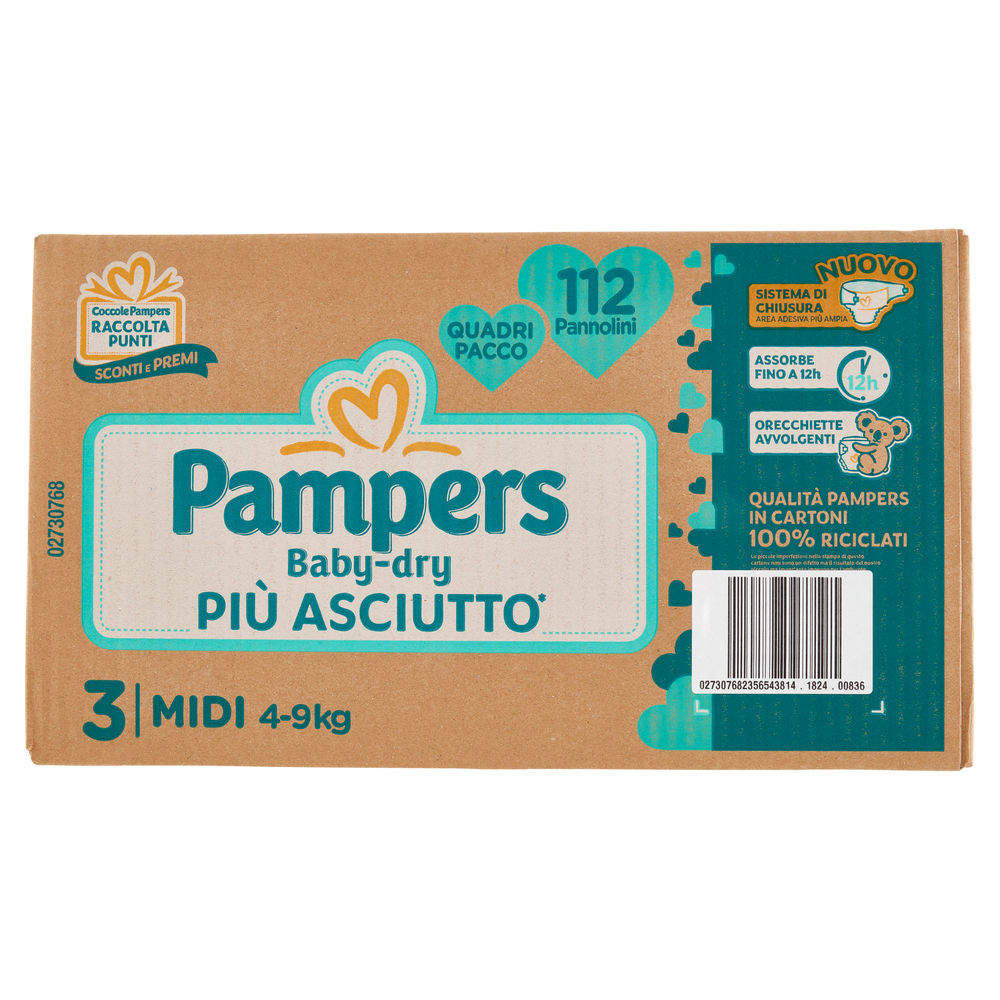PANNOLINI PAMPERS BABY DRY MIDI QUADRIPACK PZ.112 - 1