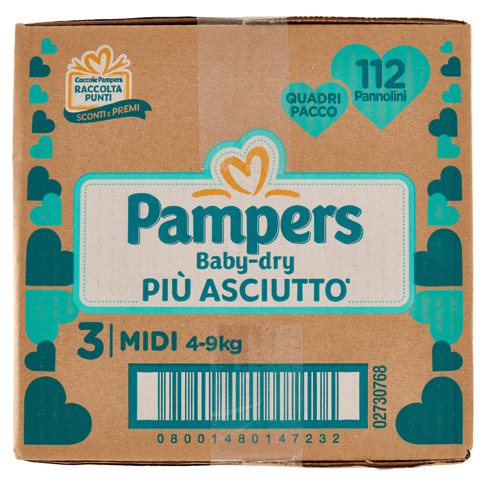 PANNOLINI PAMPERS BABY DRY MIDI QUADRIPACK PZ.112 - 3