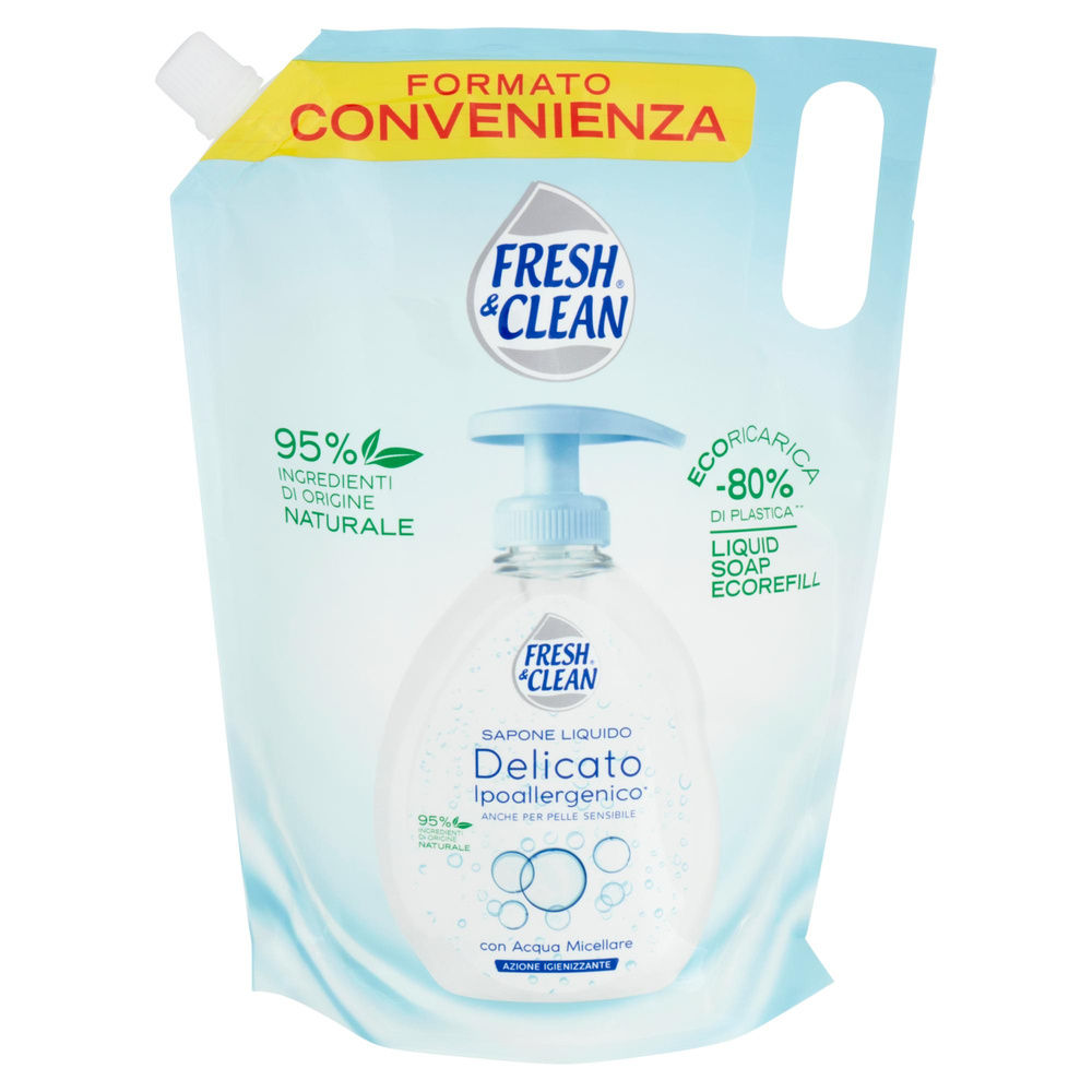 SAPONE LIQUIDO FRESH&CLEAN IPOALLERGENICO DELICATO ACQUA MIC.ECORICARICA L 1 - 6