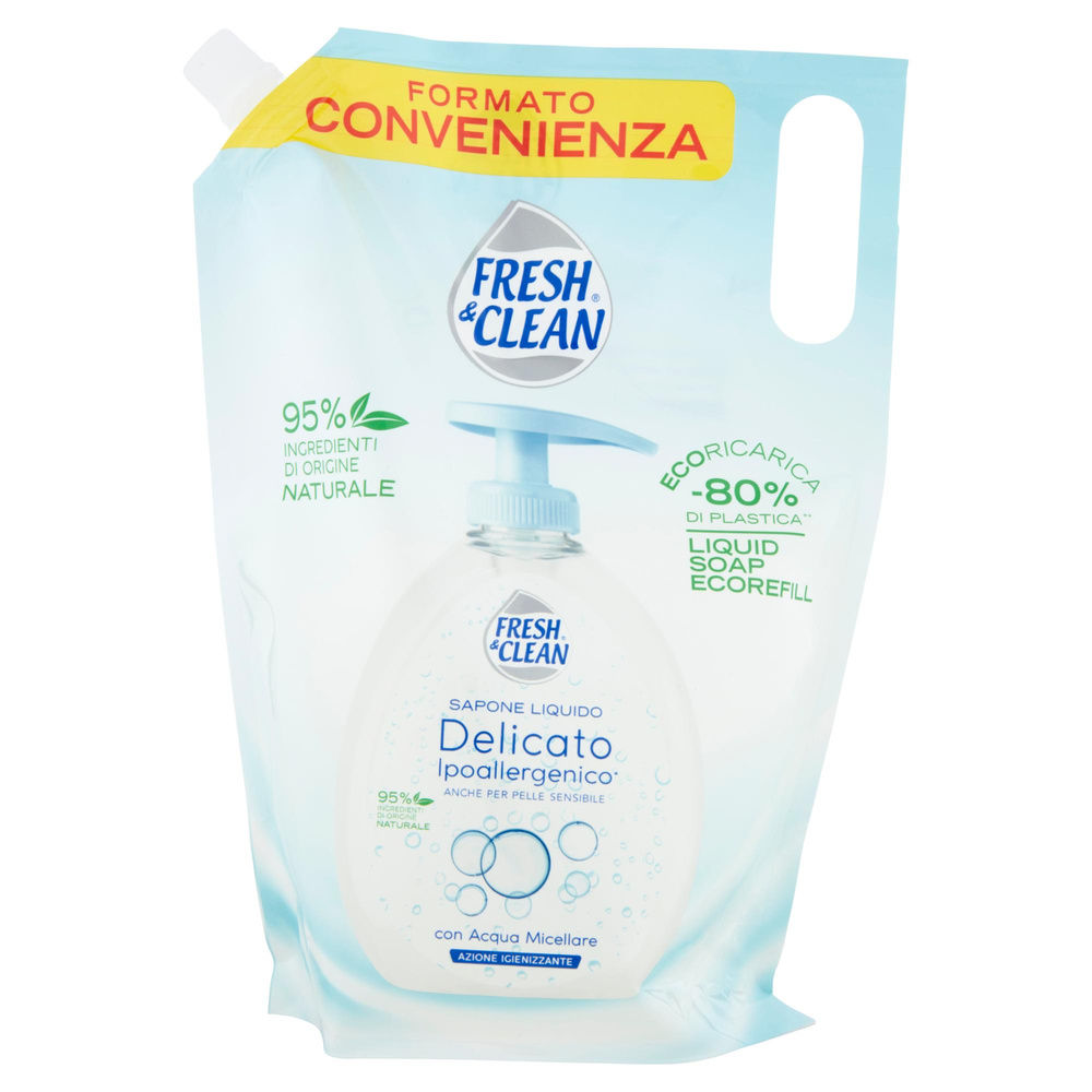 RICARICA SAPONE LIQUIDO FRESH&CLEAN IPOALLERGENICO DELICATO C/ACQUA MIC.L 1 - 5
