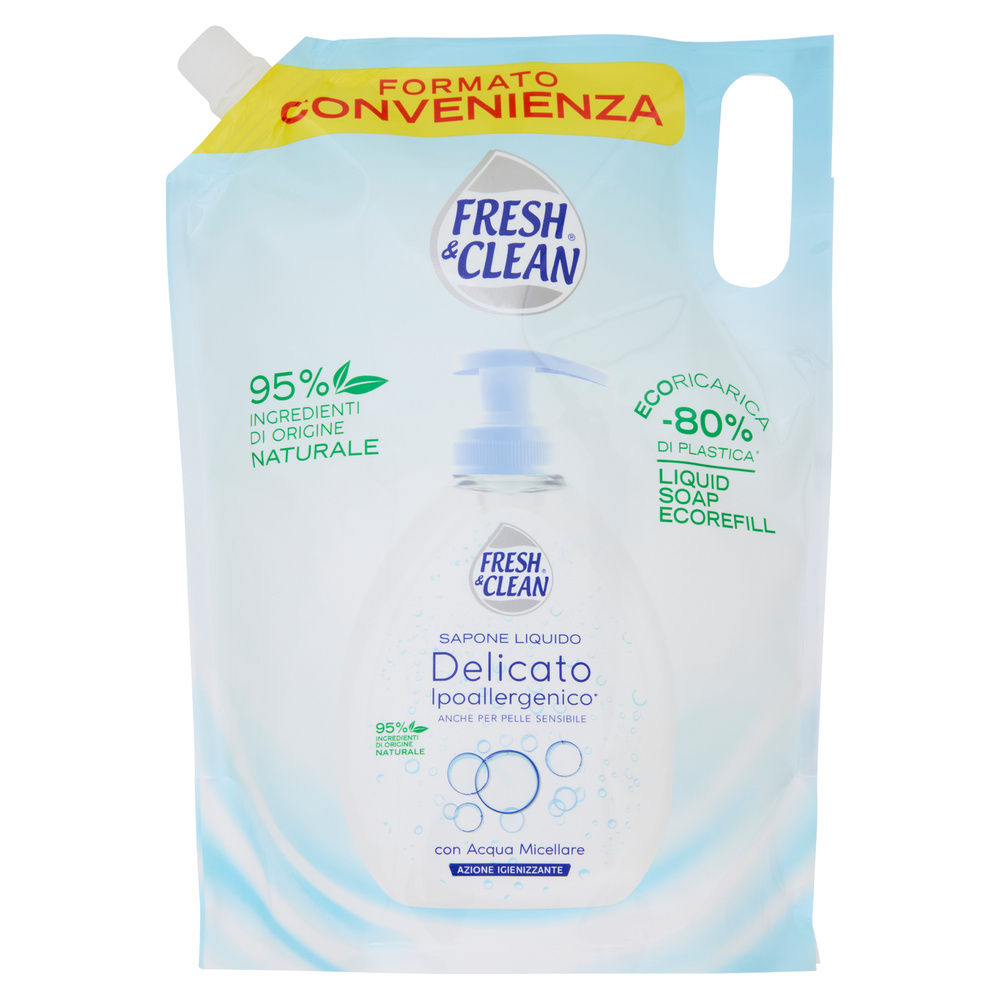 RICARICA SAPONE LIQUIDO FRESH&CLEAN IPOALLERGENICO DELICATO C/ACQUA MIC.L 1 - 0