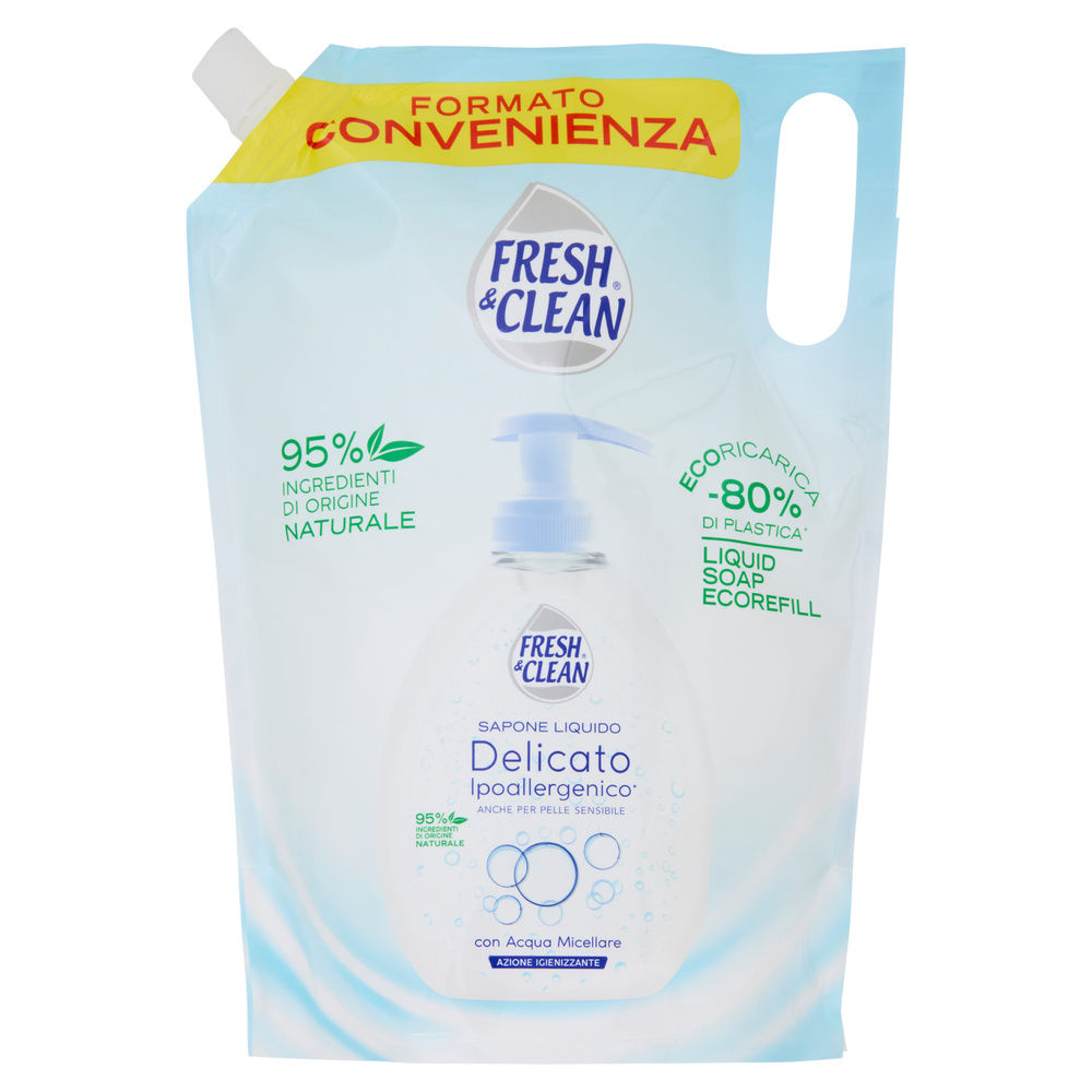 RICARICA SAPONE LIQUIDO FRESH&CLEAN IPOALLERGENICO DELICATO C/ACQUA MIC.L 1 - 15
