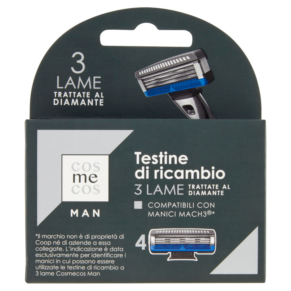 Testine di ricambio 3 lame compatibili mach3 cosmecos man coop blister pz.4