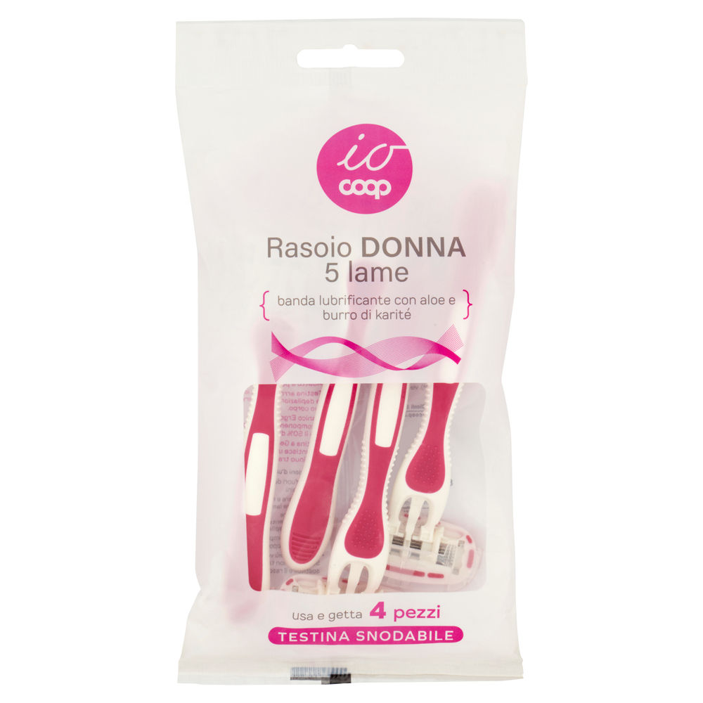Rasoio donna 5 lame usa e getta io coop busta pz 4