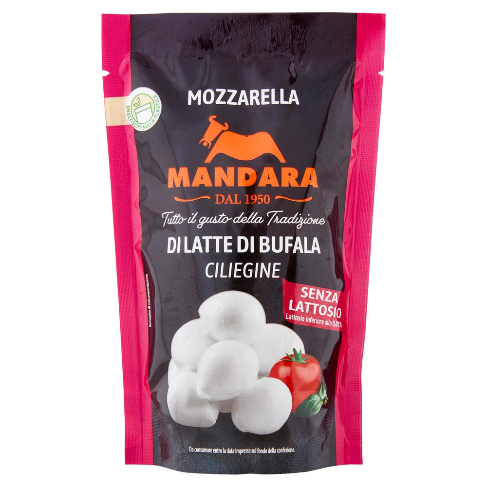 MOZZARELLA DI LATTE DI BUFALA CILIEGINE SENZA LATTOSIO MANDARA DOYPACK G 100 - 0