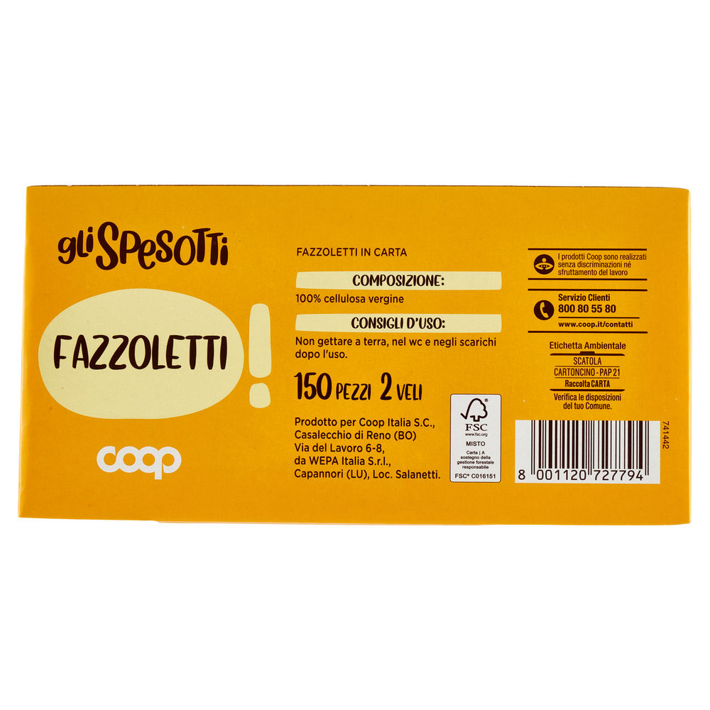 FAZZOLETTI BOX GLI SPESOTTI COOP 2 VELI FSC PZ.150 - 1