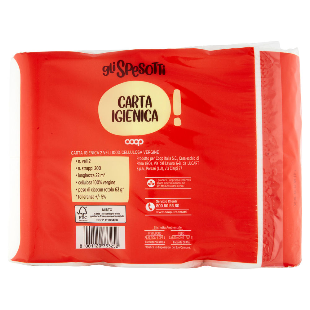 CARTA IGIENICA GLI SPESOTTI COOP FSC 2VELI 200STRAPPI PZ 12 - 1