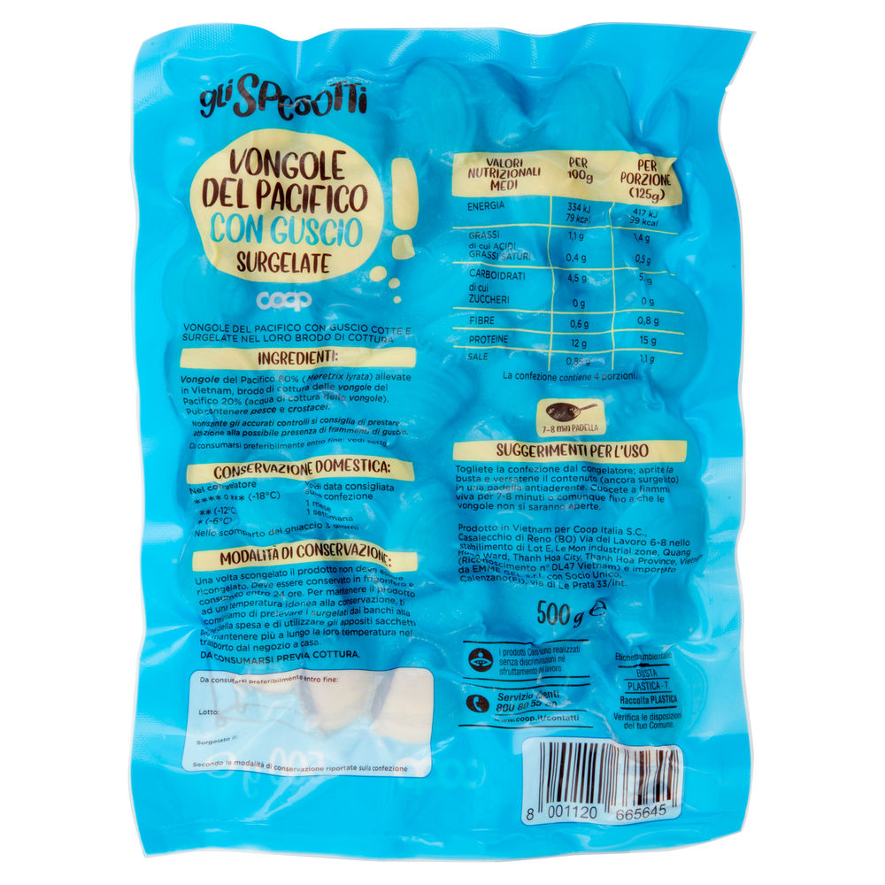 VONGOLE DEL PACIFICO CON GUSCIO COTTE GLI SPESOTTI COOP G 500 - 1