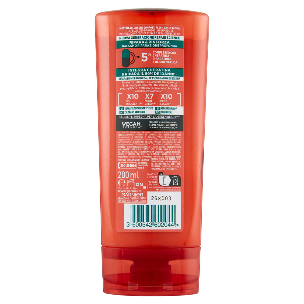 BALSAMO FRUCTIS GARNIER RIPARA&RINFORZA RIPAR.PROF.CHERATINA OLIO MARULA ML 200 - 1