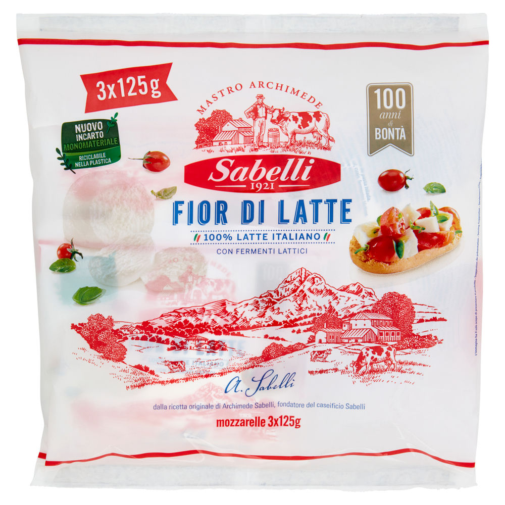 MOZZARELLA FIOR DI LATTE SABELLI SGOC. G125X3 G700 - 0