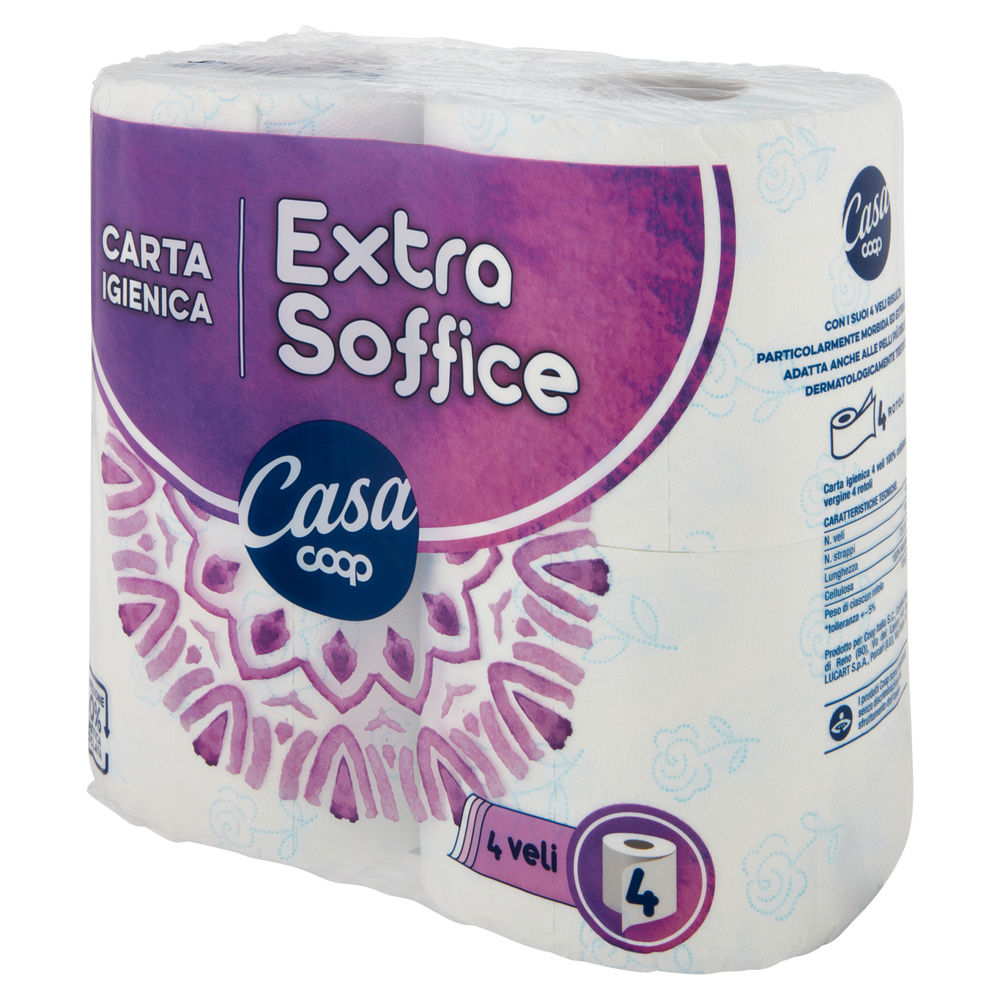 CARTA IGIENICA COOP CASA EXTRA SOFFICE 4VELI 160STRAPPI FSC PZ 4 - 8
