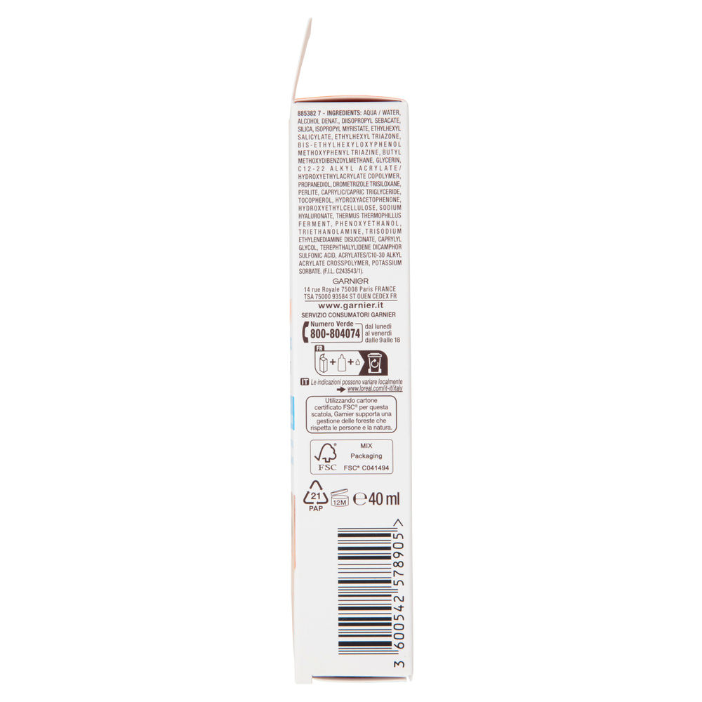 SOLARE VISO GARNIER AMBRE SOLAIRE IDRATANTE ACIDO IALURONICO SPF50+ ML 40 - 5