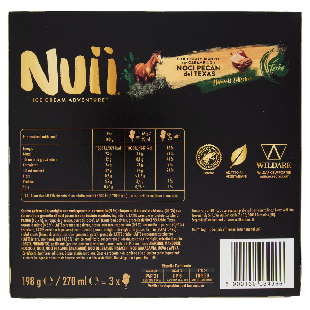 GELATO CIOCCOLATO BIANCO CON CARAMELLO E NOCI PECAN DEL TEXAS NUII PZ 3 G 198 - 1