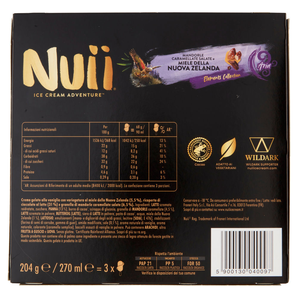 GELATO MANDORLE CARAMELLATE SALATE E MIELE NUOVA ZELANDA NUII PZ 3 G 204 - 1