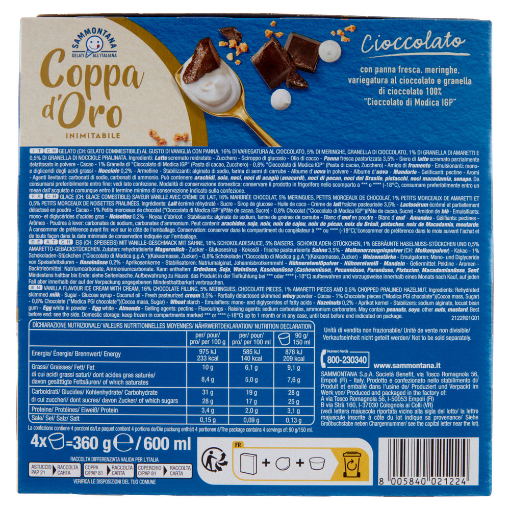 COPPA D'ORO CIOCCOLATO MODICA X4 SAMMONTANA G 360 - 1
