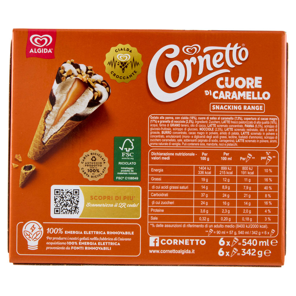 CORNETTO CUORE CARAMELLO ALGIDA PZ 6 G 342 - 1