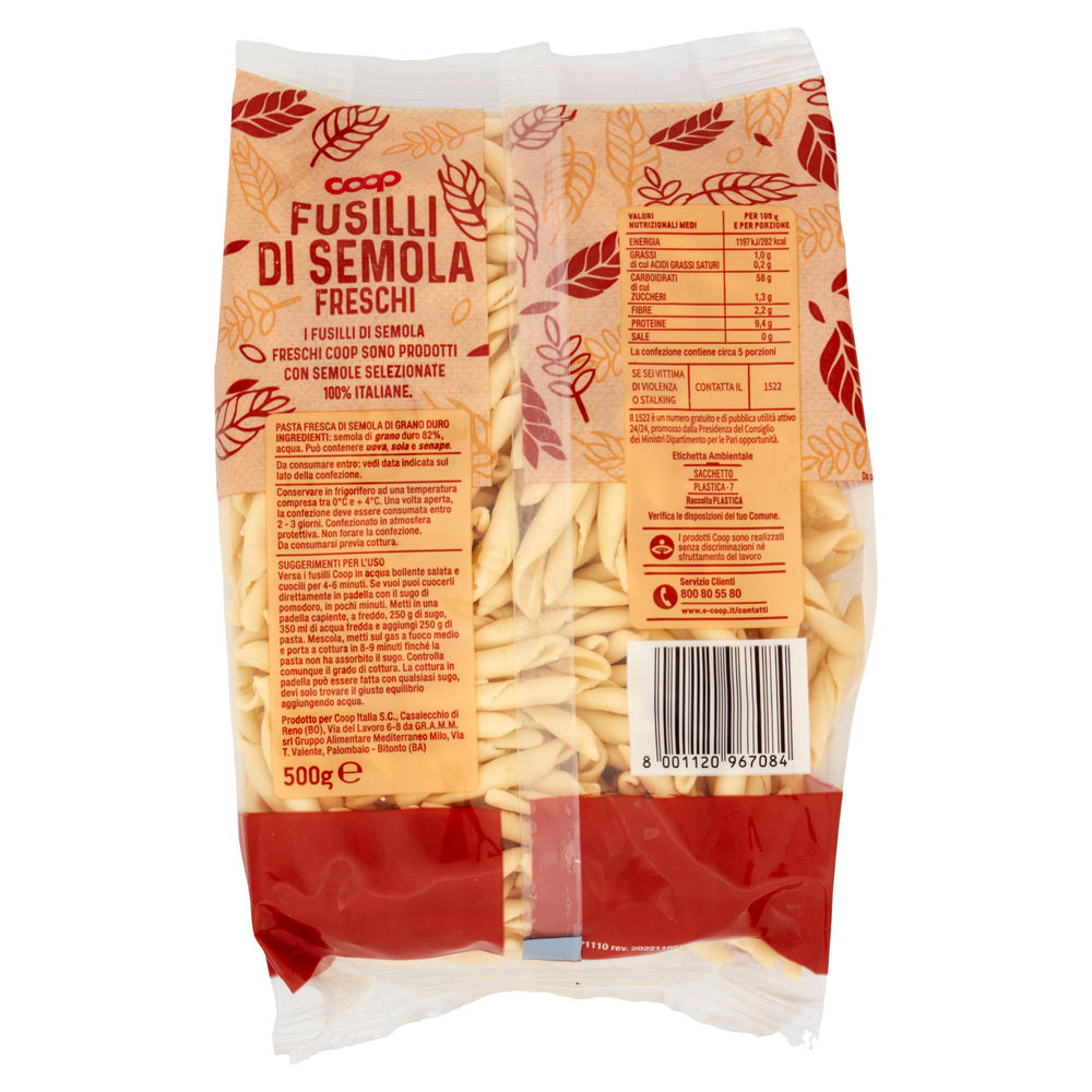 PASTA FRESCA FUSILLI COOP SACCHETTO G 500 - 1