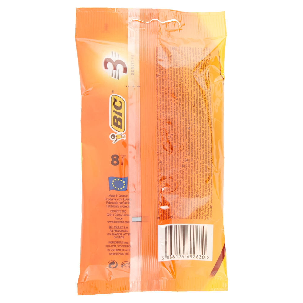 RASOIO BIC 3 SENSITIVE POUCH 6+2 BL.1PZ O.S - 1