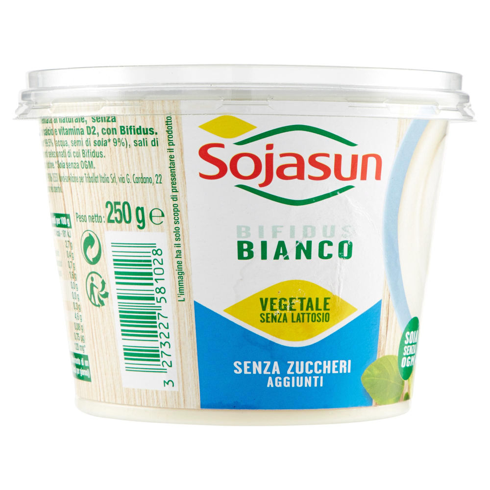 SOJASUN BIFIDUS BIANCO NATURALE CON CALCIO SENZA ZUCCHERO BARATTOLO G 250 - 1