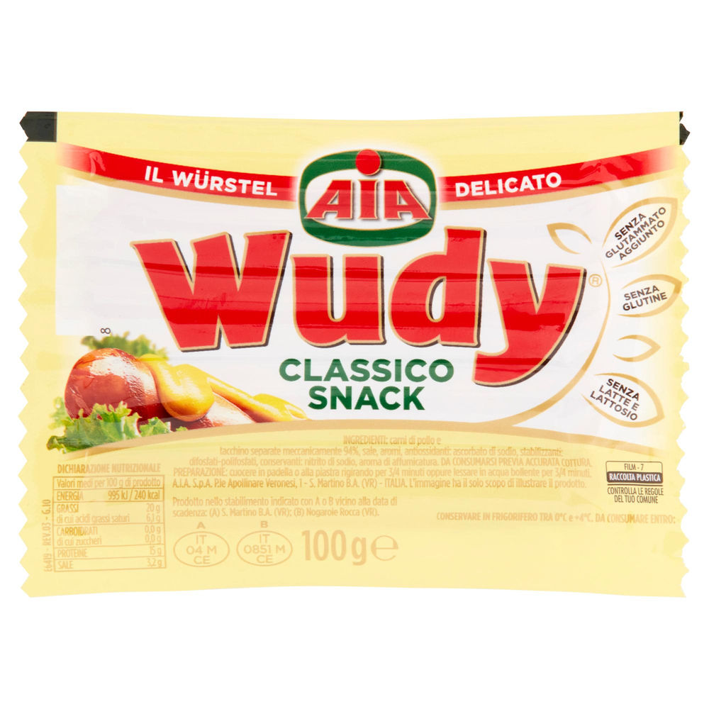 WURSTEL DI POLLO CLASSICO SNACK WUDY AIA PZ 4 G 100 - 0