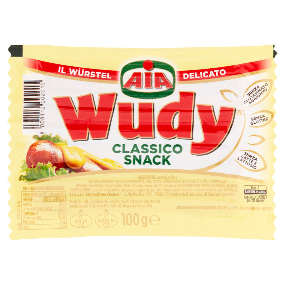 WURSTEL DI POLLO CLASSICO SNACK WUDY AIA PZ 4 G 100 - 4