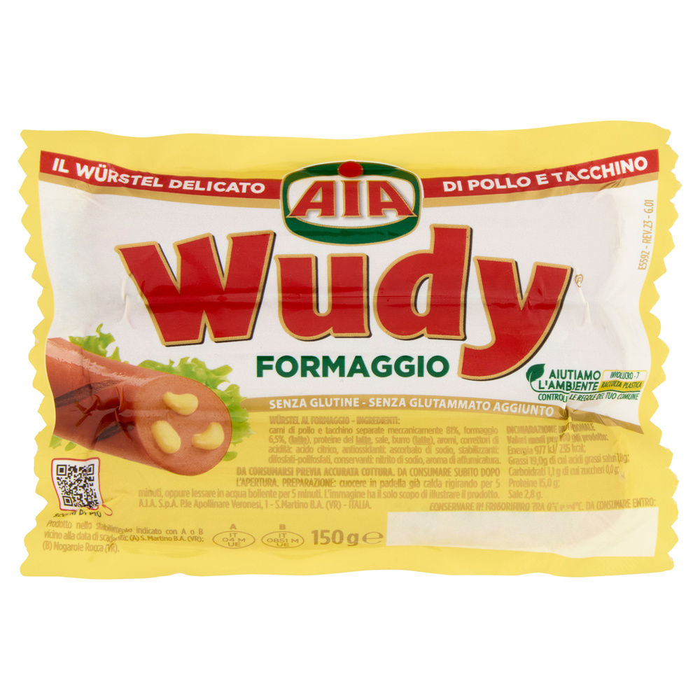 WURSTEL DI POLLO AL FORMAGGIO WUDY AIA PZ 3 G 150 - 0