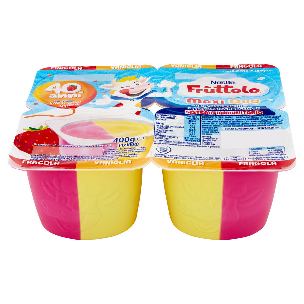 FRUTTOLO MAXIDUO NESTLE' FRAGOLA VANIGLIA 4X100 G - 9