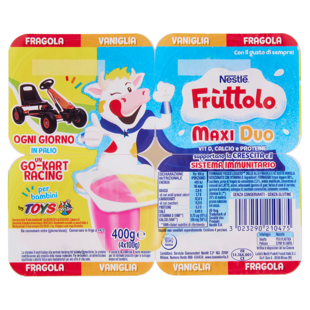 FRUTTOLO MAXIDUO NESTLE' FRAGOLA VANIGLIA 4X100 G - 11