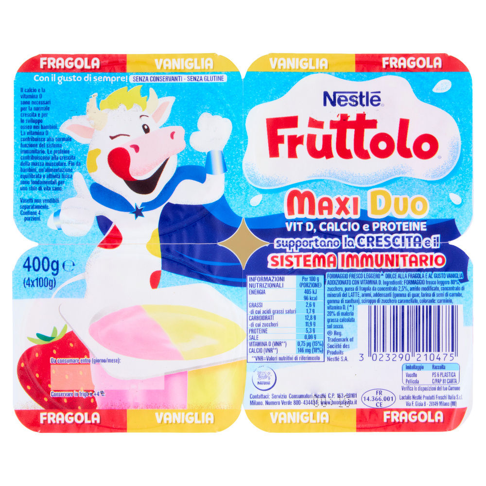 FRUTTOLO MAXIDUO NESTLE' FRAGOLA VANIGLIA 4X100 G - 18