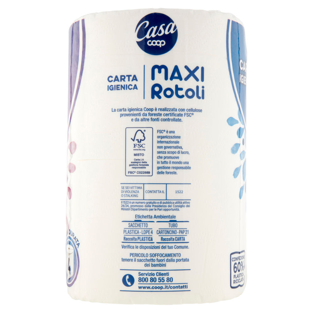 CARTA IGIENICA COOP CASA MAXIROTOLI FSC 2VELI 500STRAPPI PZ 4 - 4