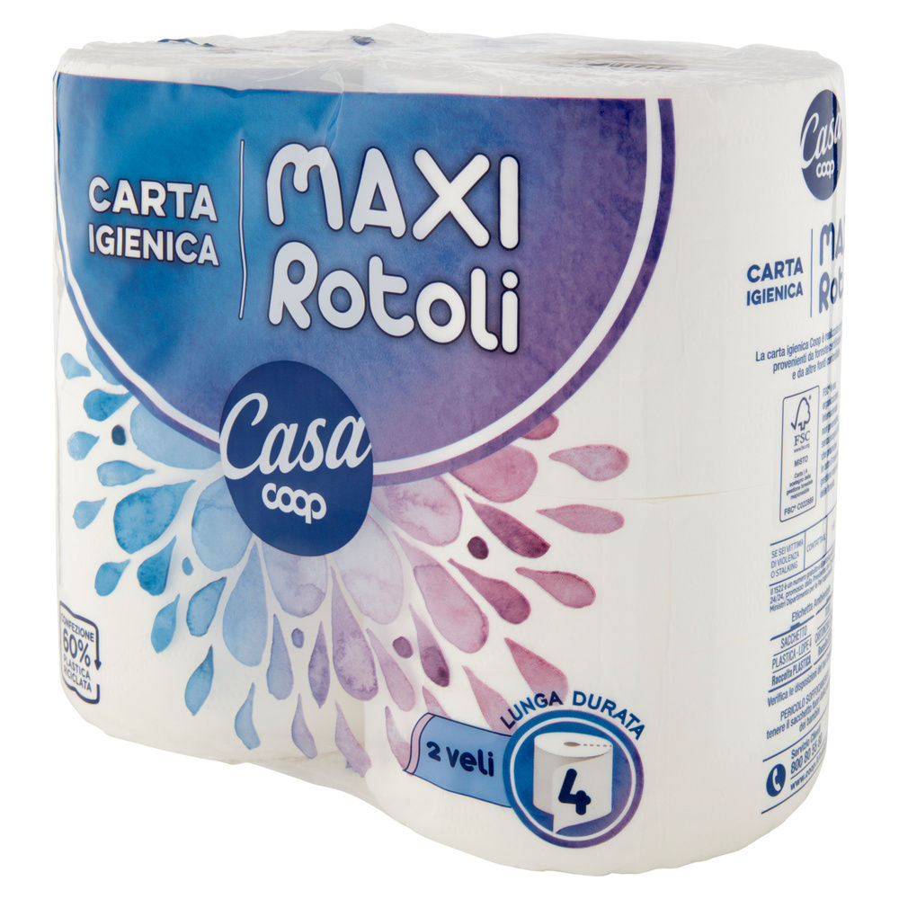 CARTA IGIENICA COOP CASA MAXIROTOLI FSC 2VELI 500STRAPPI PZ 4 - 6