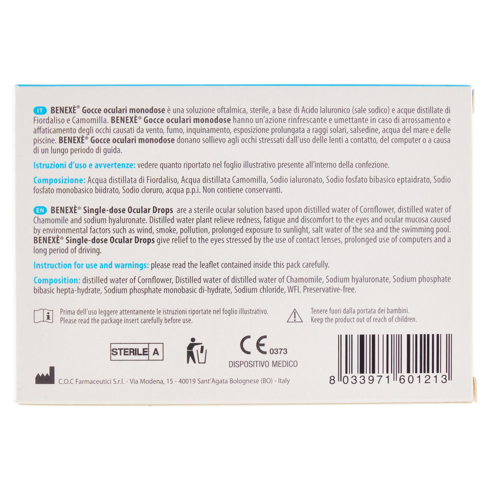 GOCCE OCULARI MONODOSE BENEXE' 10 FIALE SCATOLA 0,5ML - 1