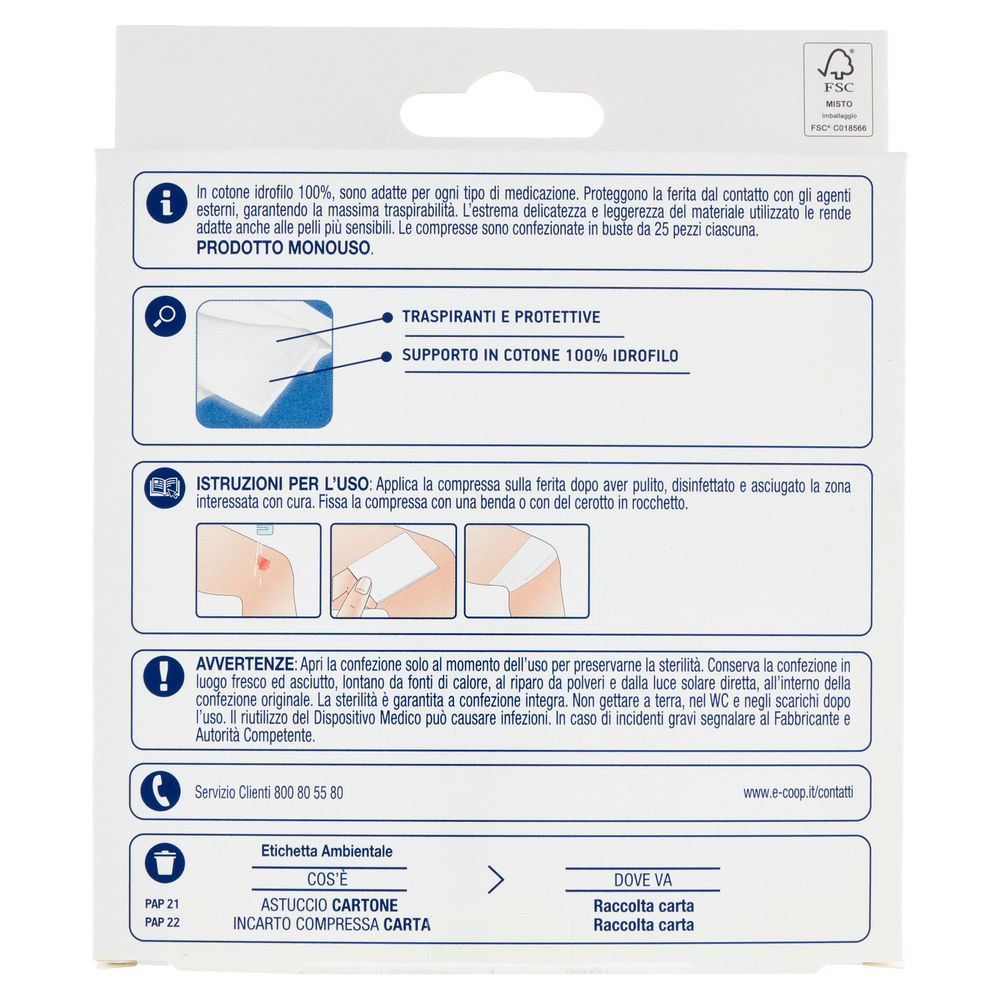 COMPRESSE GARZA STERILE 10X10CM COOP PZ 100 - 1