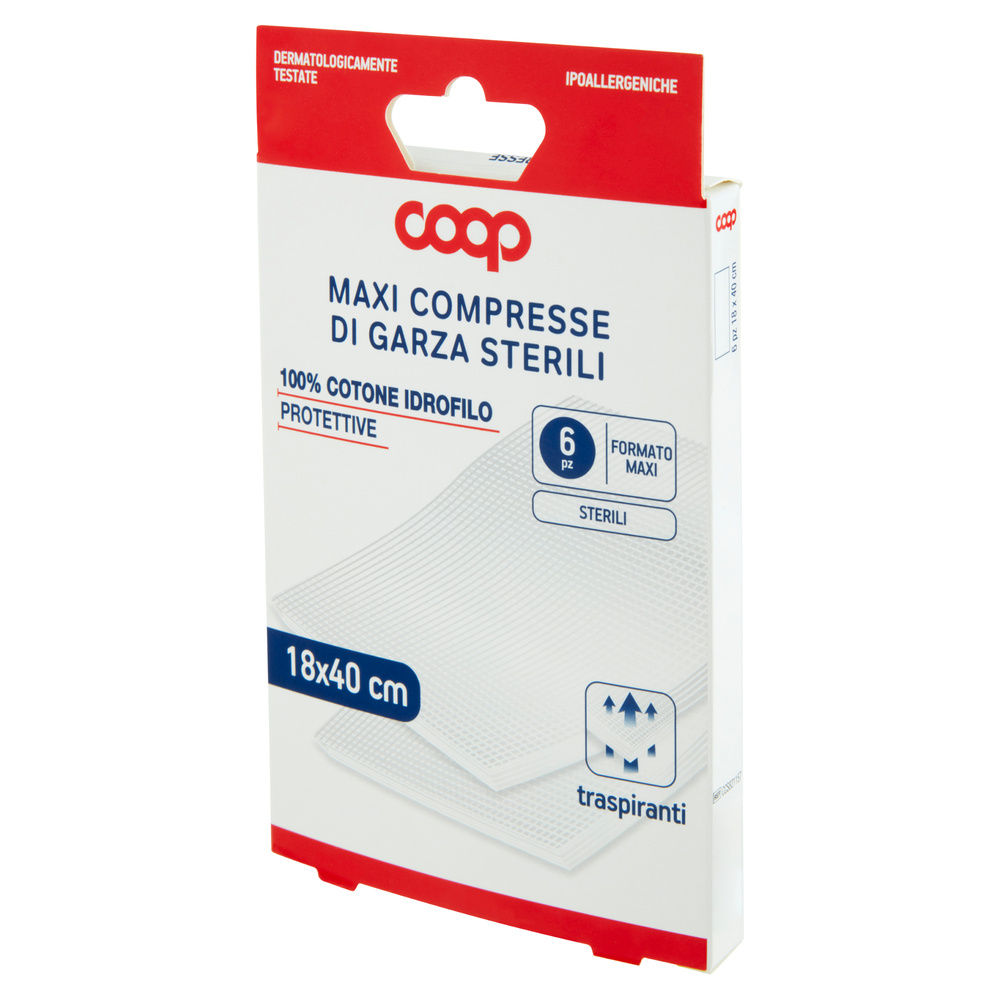 COMPRESSE MAXI GARZA STERILE 18X40CM COOP PZ 6 - 6