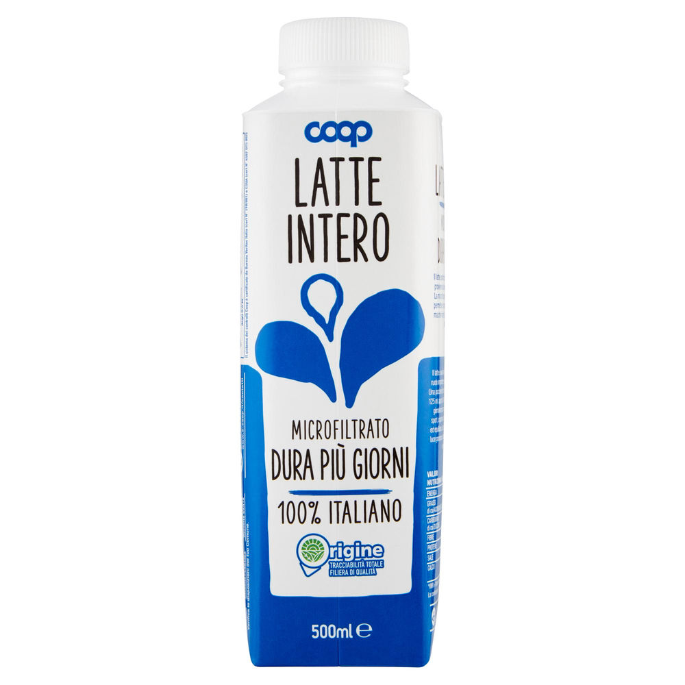 Latte microfiltrato intero origine coop tetratop slim 500 ml