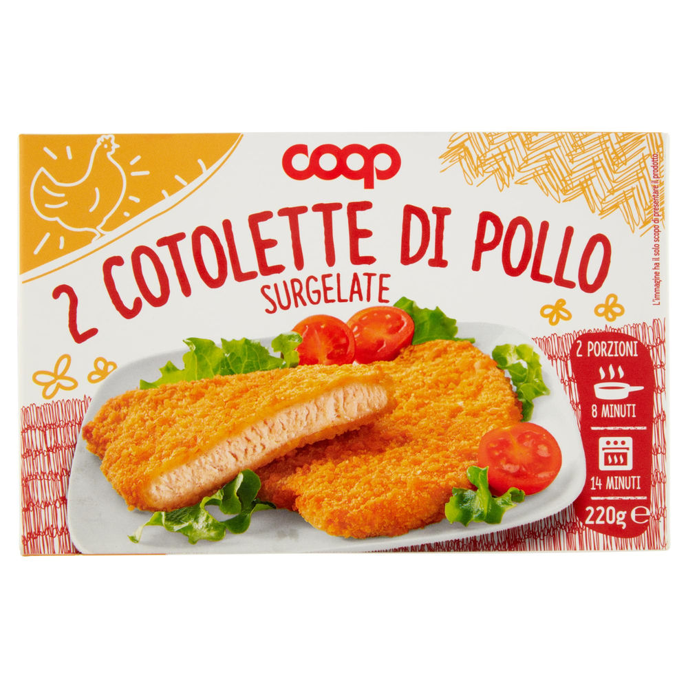 Cotolette di pollo surgelate coop astuccio 2 pz g 220