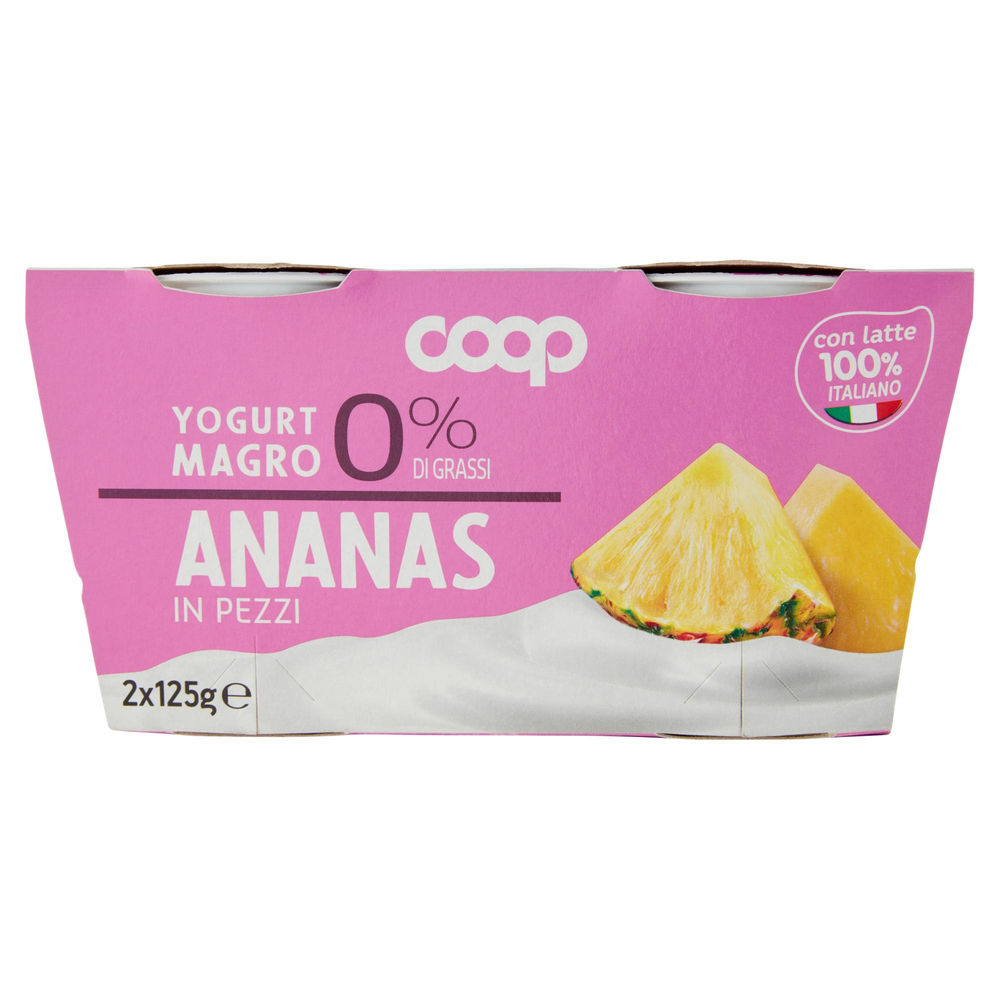 Yogurt magro coop 0% ananas 2x125 g
