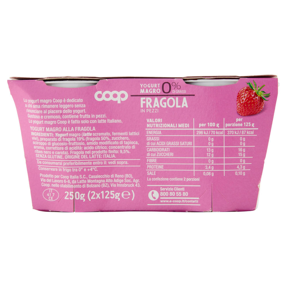 YOGURT MAGRO COOP 0% FRAGOLA CLUSTER 2X125 G - 1