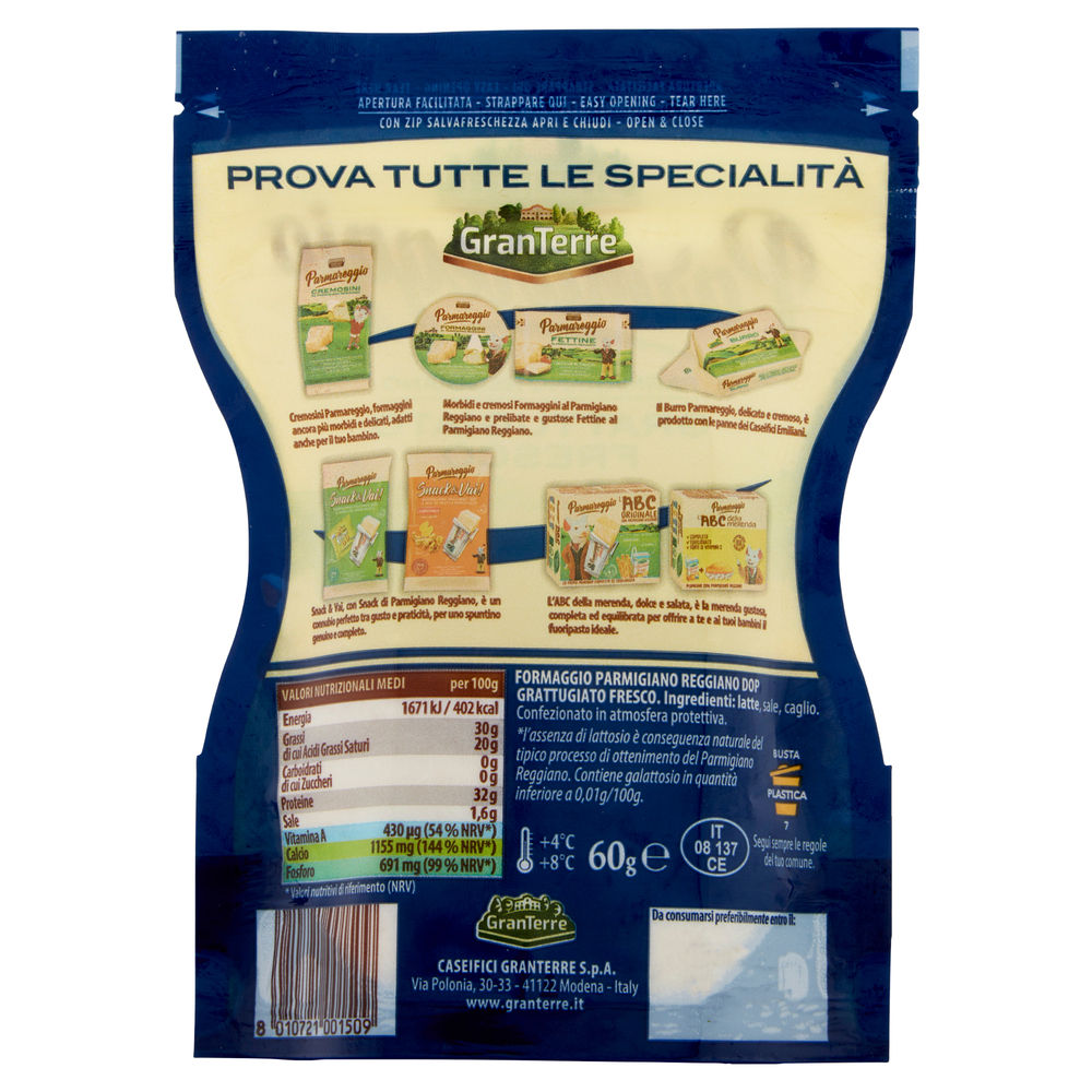PARMIGIANO REGGIANO DOP GRATTUGIATO FRESCO STAG.12 MESI PARMAREGGIO 60G - 1