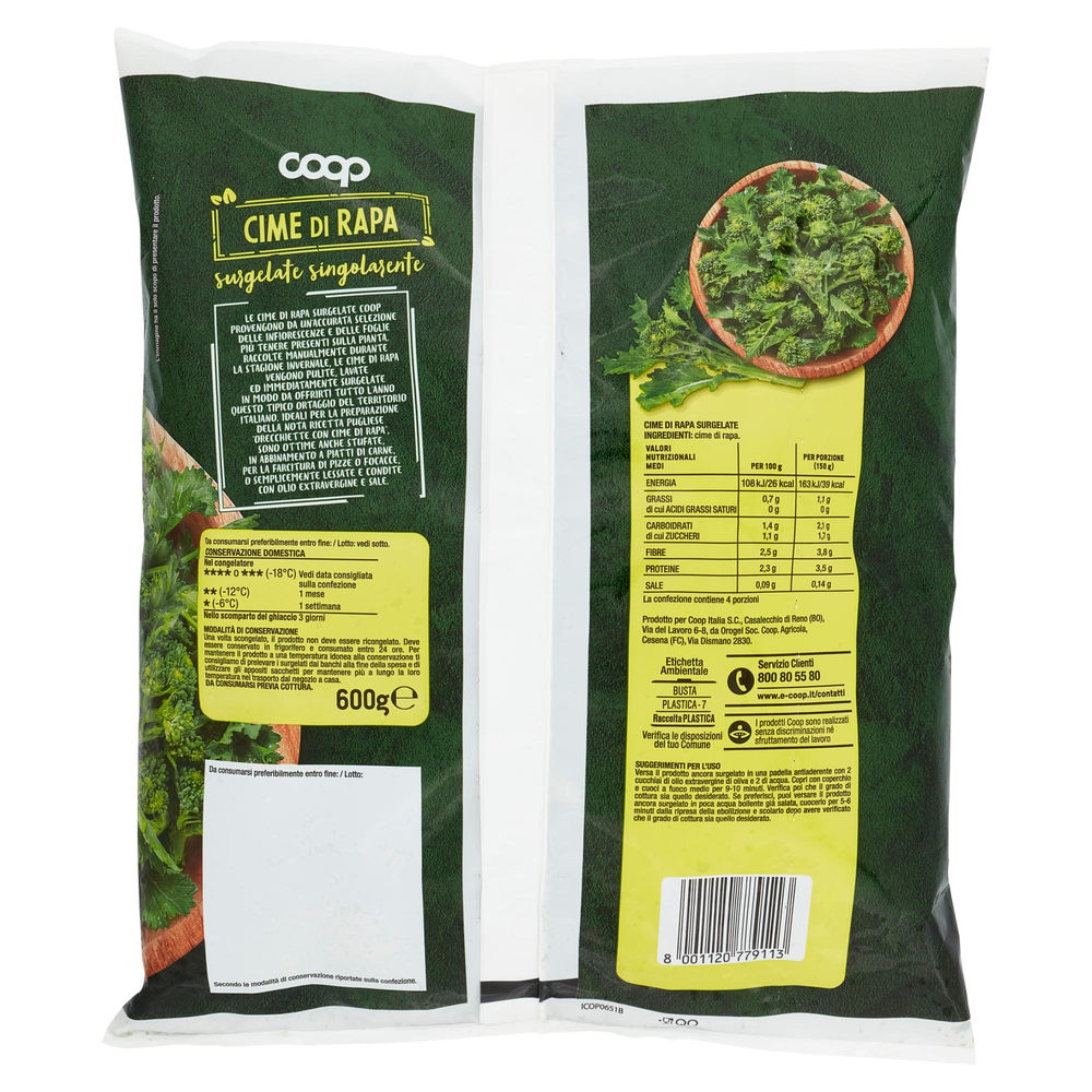 CIME DI RAPA SURGELATE COOP BUSTA G 600 - 1