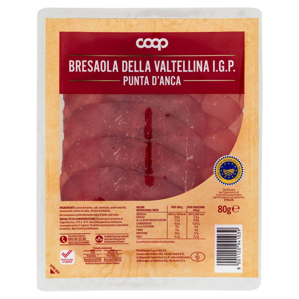 BRESAOLA DELLA VALTELLINA IGP COOP VASCHETTA G 80 - 13