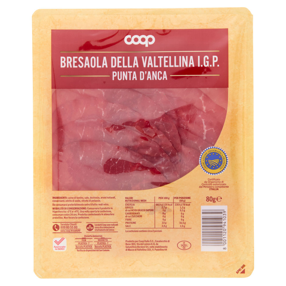 BRESAOLA DELLA VALTELLINA IGP COOP VASCHETTA G 80 - 15