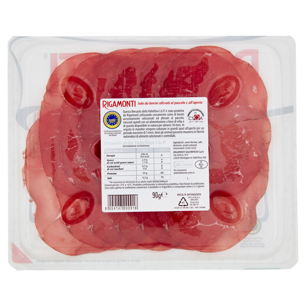 BRESAOLA DELLA VALTELLINA IGP PUNTA D'ANCA RIGAMONTI VASCHETTA ATP G 90 - 1