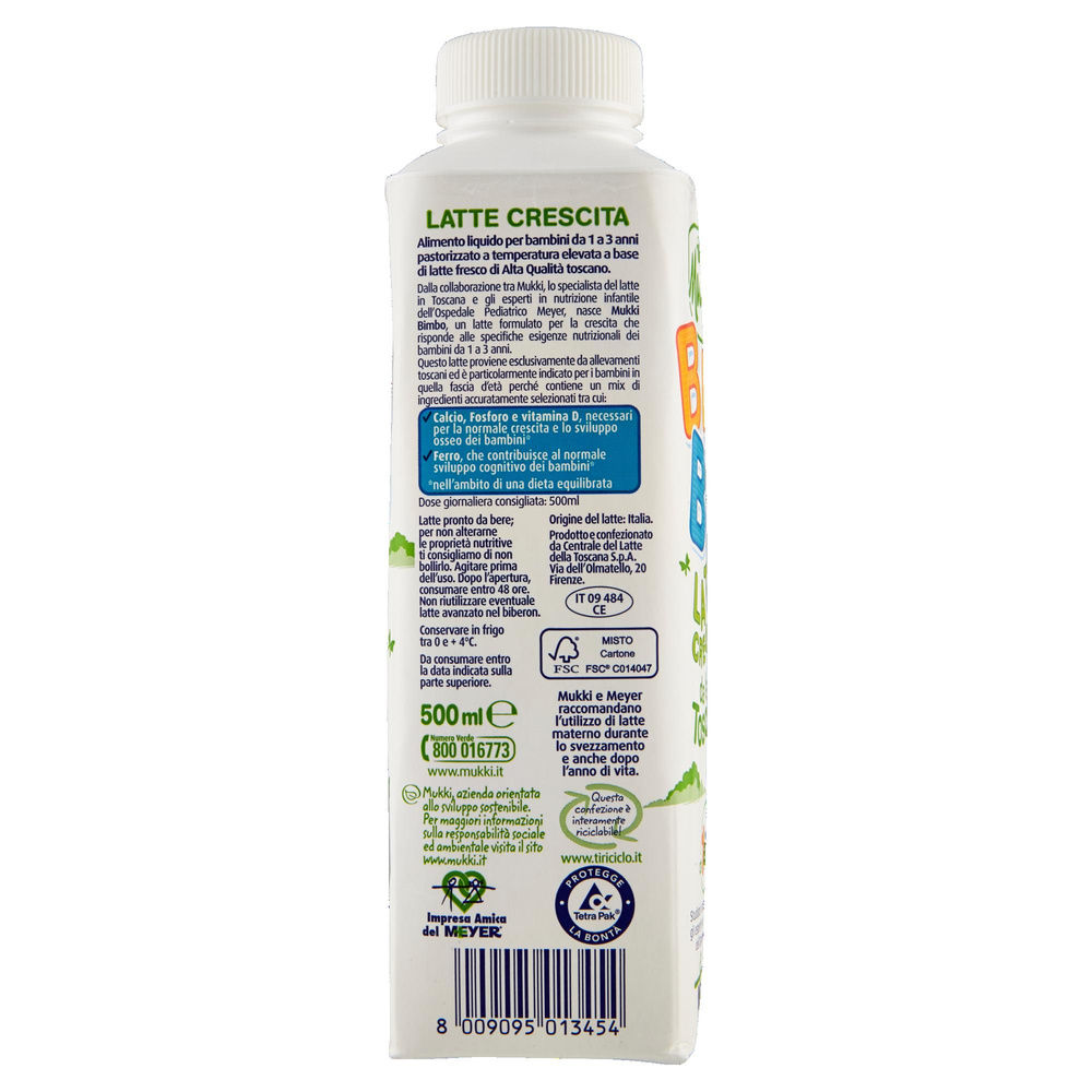 LATTE ALTO PASTORIZZATO MUKKI BIMBO LATTE CRESCITA TETRA TOP 500ML - 5